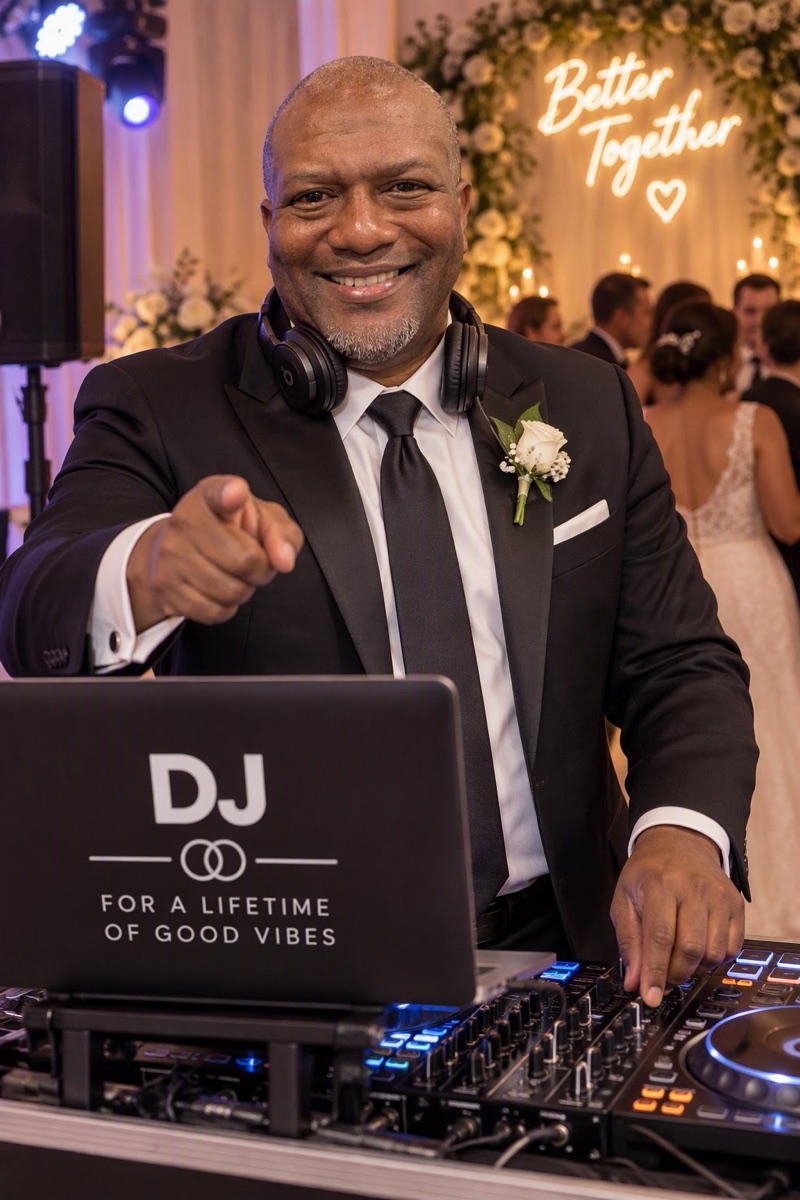 Darcy D. Stallings at the DJ booth