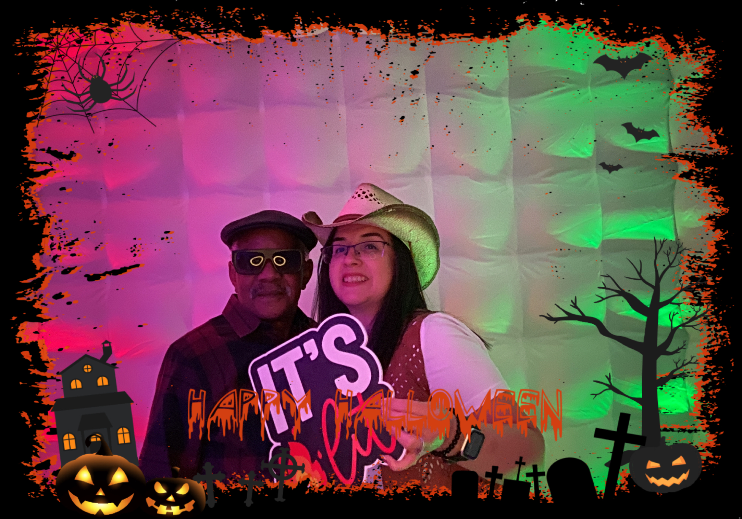 Couple in Halloween photo booth